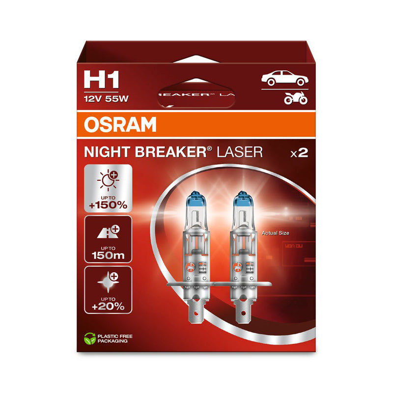 Osram, Night Breaker Laser Halogen Birnen - H1 - 12V/55W - Satz à 2 Stück, Blau