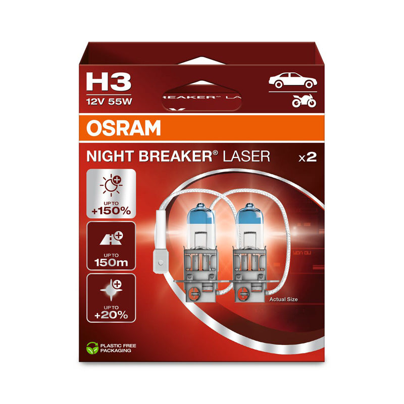 Osram, Night Breaker Laser Halogen Birnen - H3 - 12V/55W - Satz à 2 Stück, Blau