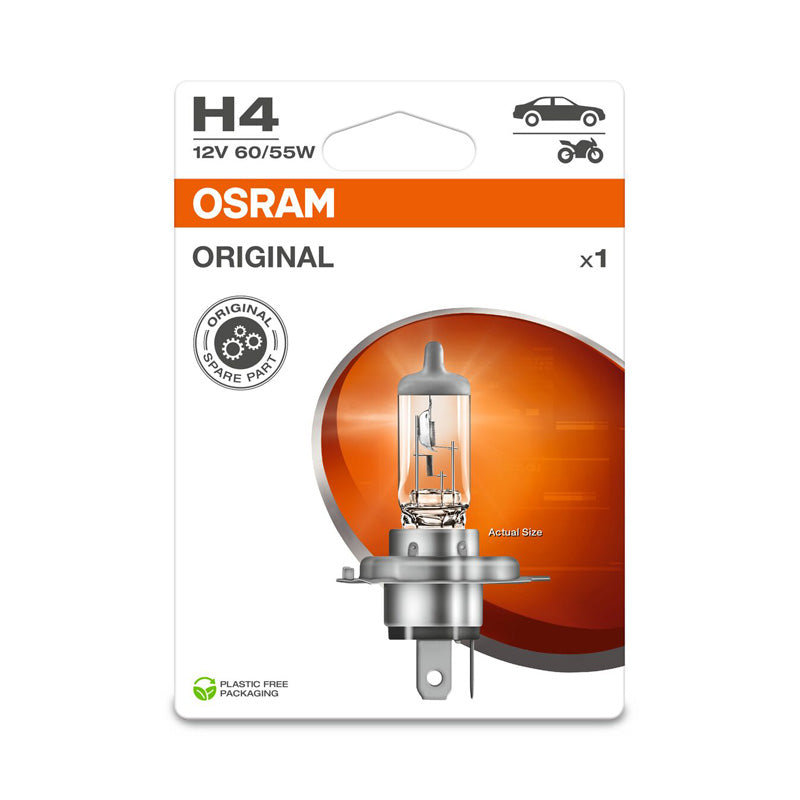 Osram, Original Halogen Birne - H4 - 12V/60-55W - pro Stück, Weiss