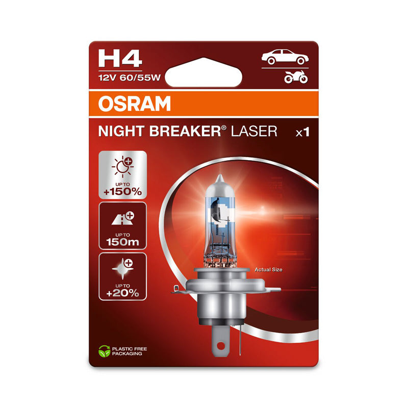 Osram, Night Breaker Laser Halogen Birne - H4 - 12V/60-55W - Pro Stück, Blau