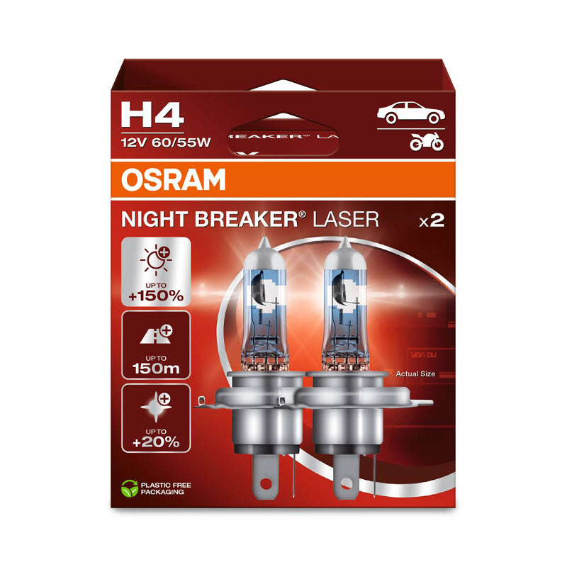 Osram, Night Breaker Laser Halogen Birnen - H4 - 12V/60-55W - Satz à 2 Stück, Blau