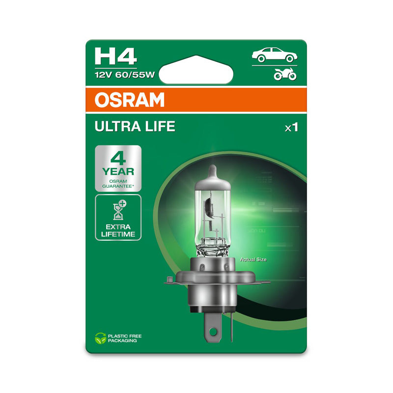 Osram, Ultra Life Halogen Birne - H4 - 12V/60-55W - pro Stück, Weiss