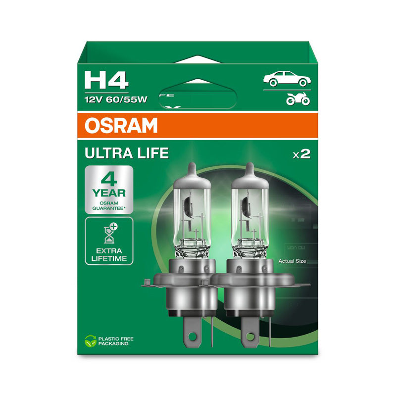 Osram, Ultra Life Halogen Birnen - H4 - 12V/60-55W - Satz à 2 Stück, Weiss