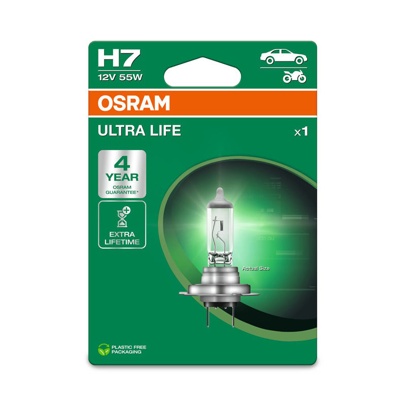 Osram, Ultra Life Halogen Birne - H7 - 12V/55W - pro Stück, Weiss