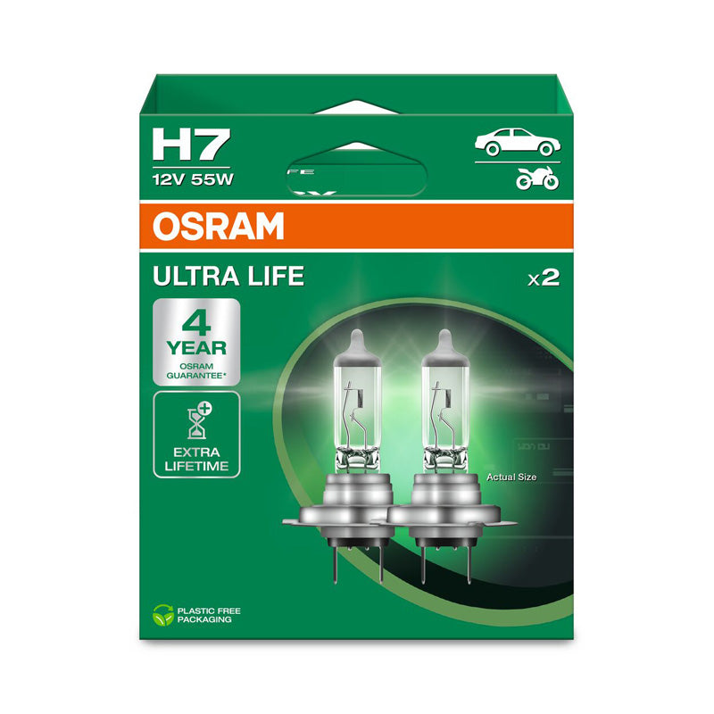 Osram, Ultra Life Halogen Birnen - H7 - 12V/55W - Satz à 2 Stück, Weiss