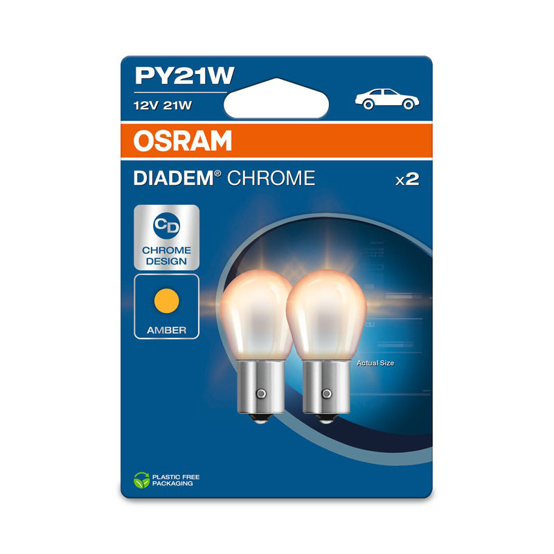 Osram, Diadem Chrom Halogen Birnen - BAU15S - 12V/21W - Satz à 2 Stück - Orange