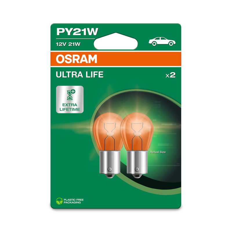 Osram, Ultra Life Halogen Birnen - BAU15S - 12V/21W - Satz à 2 Stück - Orange