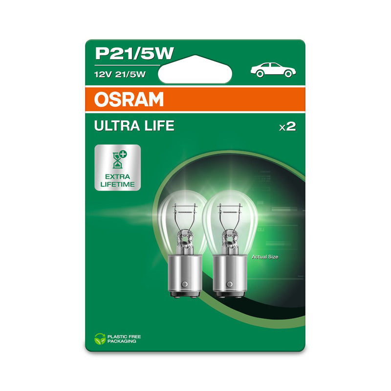 Osram, Ultra Life Halogen Birnen - BAY15D - 12V/21-5W - Satz à 2 Stück, Weiss