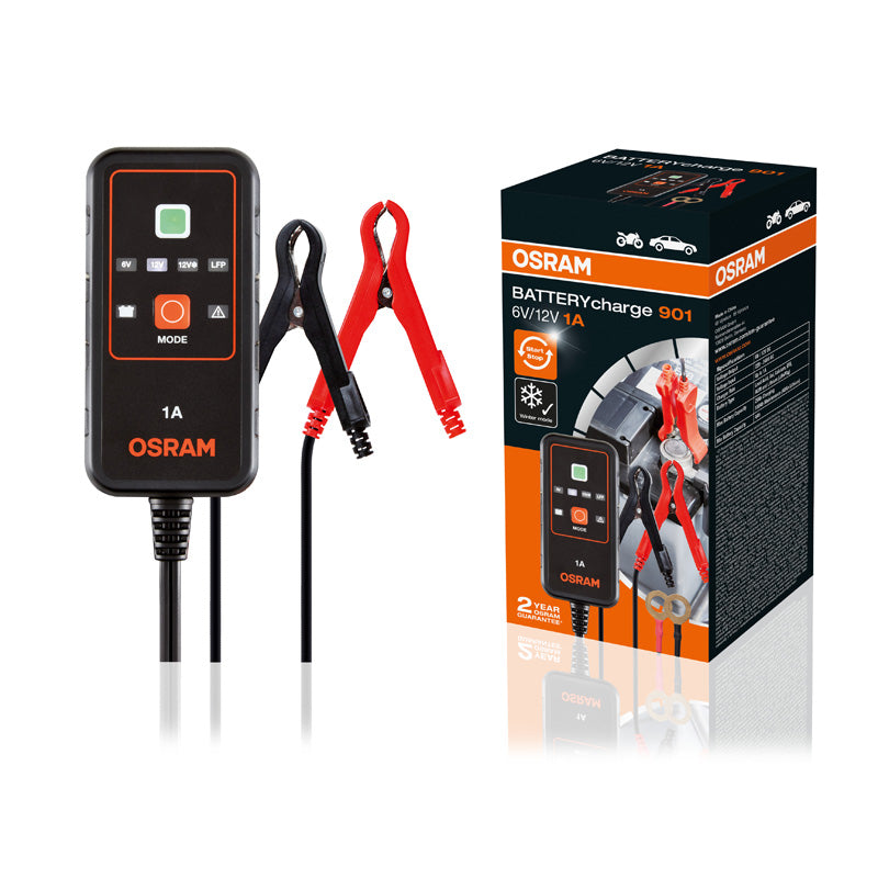 Osram, BATTERYcharge 901 - Batterie Ladegerät, Orange, Schwarz