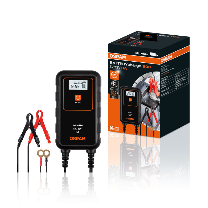 Osram, BATTERYcharge 906 - Batterie Ladegerät, Orange, Schwarz