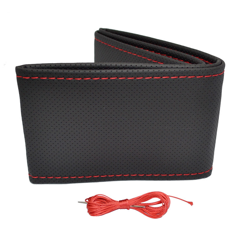 otoM, Universelle Lenkradhülle Classic - Schwarz perforiertes PVC Leder + Rote Nähte (Schnürung), Kunstleder, Rot, Schwarz