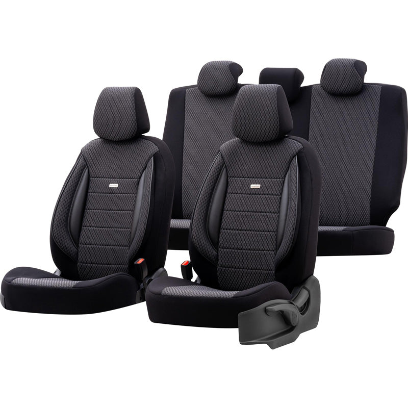 otoM, Universelle Stoff Sitzbezüge SelectedFit Sports Schwarz - 11-Teilig- - passend für Side-Airbags, Schaumgummi, Textil