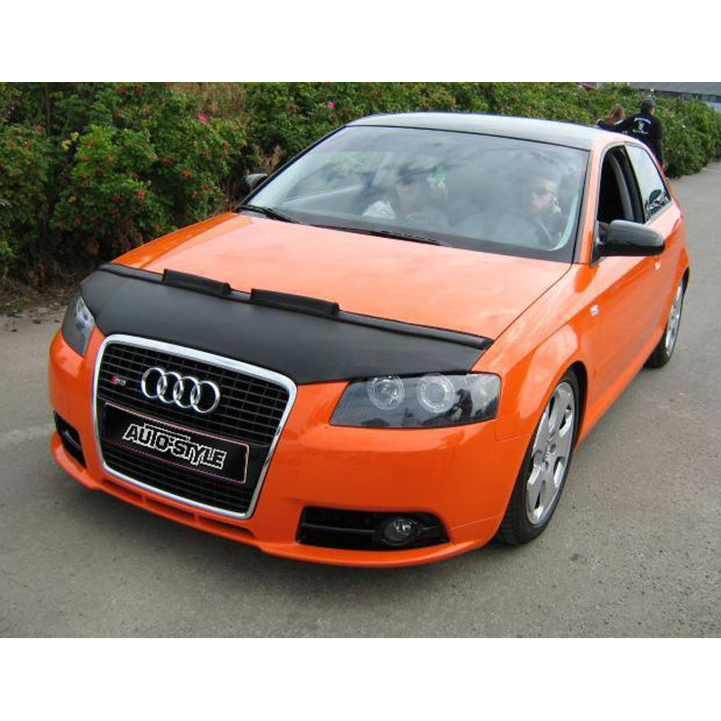 AutoStyle, Motorhauben Steinschlagschutz passend für Audi A3 8P 2005-2008 Schwarz (Singleframe Grill), Kunstleder