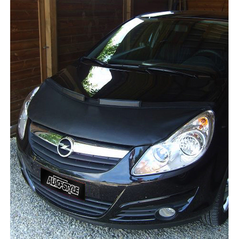 AutoStyle, Motorhauben Steinschlagschutz passend für Opel Corsa D 2006-2010 Schwarz, Kunstleder