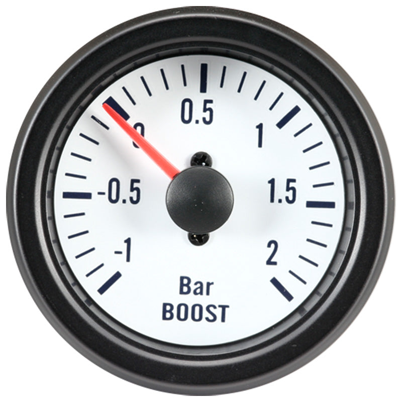 AutoStyle, Klassik Weiß Performance Instrument Turbodrück +2,0>1 bar 52mm, Aluminium, Weiss