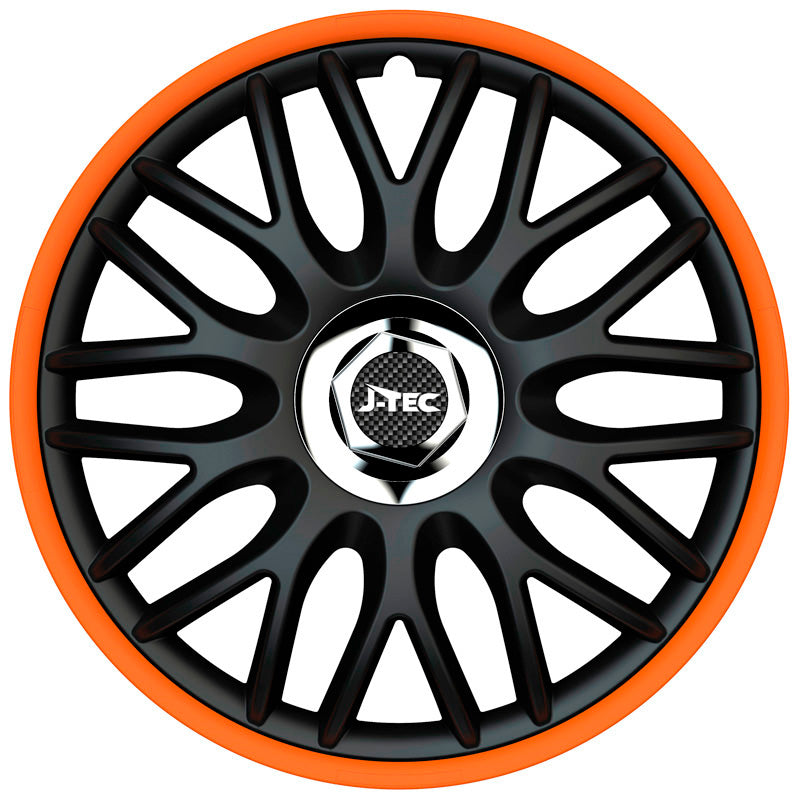 J-Tec, Satz  Radzierblenden Orden R 13-Zoll Schwarz/Orange + Chrom Ringe, ABS, Chrom, Orange, Schwarz