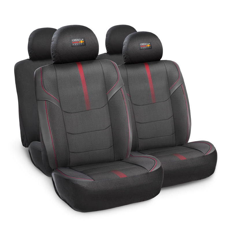 Red Bull Racing, Red Bull Oracle Universelle Sitzbezüge Pro - 10-teiliges Satz - Schwarz/Rot - passend für Side-Airbags, Polyester, PVC, Rot, Schwarz