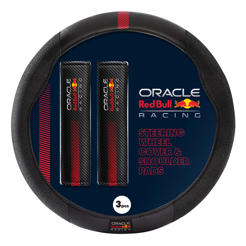 Red Bull Racing, Red Bull Oracle Universelle Lenkradhülle + Gurtpolster - Typ 001 - Schwarz/Rot, Rot, Schwarz