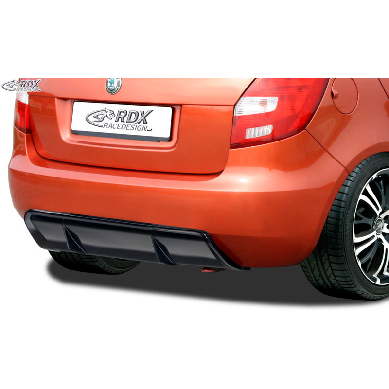 RDX Racedesign, Heckschürzenansatz Diffuser passend für Skoda Fabia II HB (5J) 2007-2014 (ABS Schwarz glänzend)