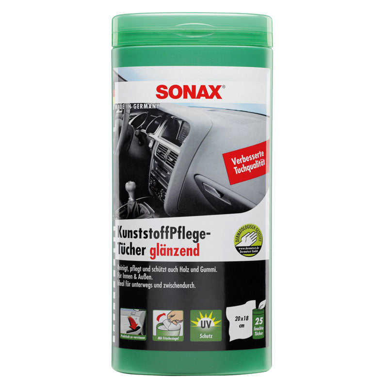 SONAX, Sonax 412.100 Kunststoffpflegetücher glänzend Box 25pcs, Grün