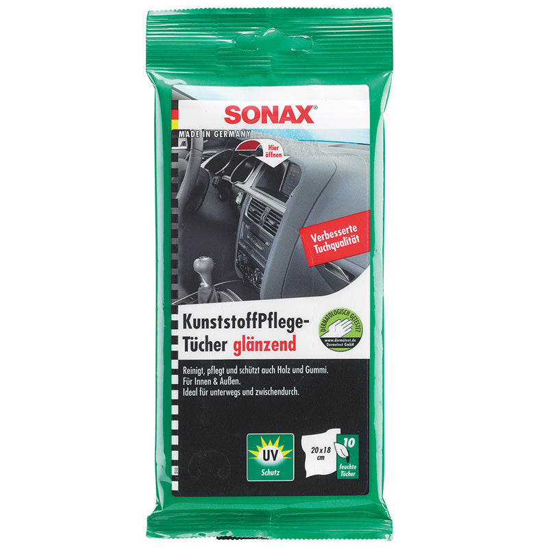 SONAX, Sonax 415.100 Kunststoffpflegetücher glänzend - 10 Stück, Microfiber, Grün