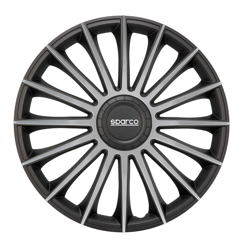 Sparco, Radzierblenden Treviso - 13-Zoll - Schwarz/Silber - Satz mit 4 Stück, ABS, Silber, Schwarz