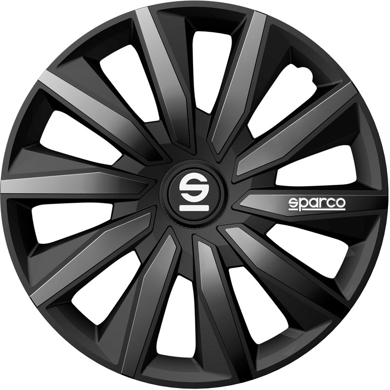 Sparco, Radzierblenden Milano - 14-Zoll - Schwarz/Grau - Satz mit 4 Stück, ABS, Grau, Schwarz