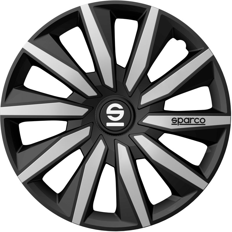 Sparco, Radzierblenden Milano - 14-Zoll - Schwarz/Silber - Satz mit 4 Stück, ABS, Silber, Schwarz