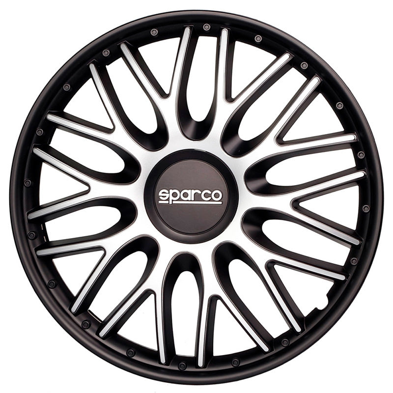 Sparco, Radzierblenden Roma - 14-Zoll - Silber/Schwarz - Satz mit 4 Stück, ABS, Silber, Schwarz