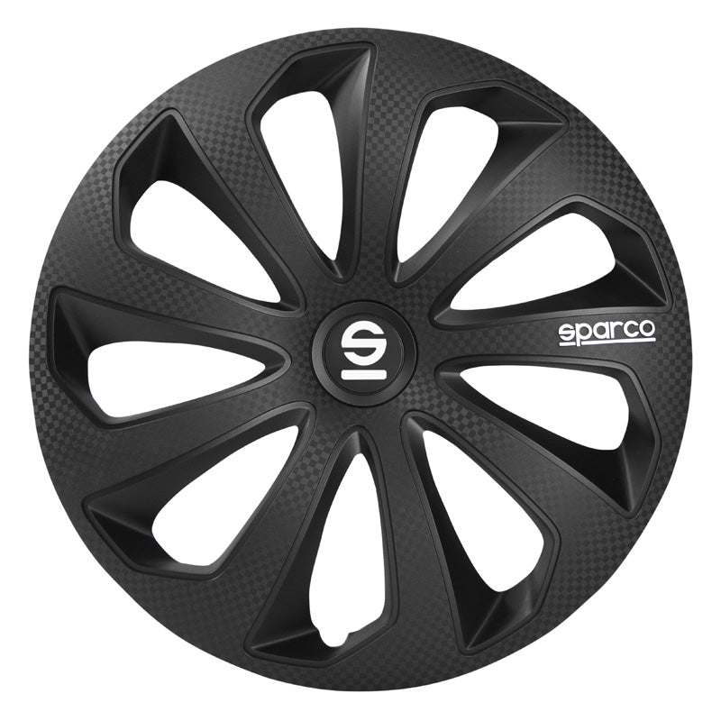 Sparco, Radzierblenden Sicilia - 15-Zoll - Schwarz/Karbon - Satz mit 4 Stück, ABS, Carbon, Schwarz