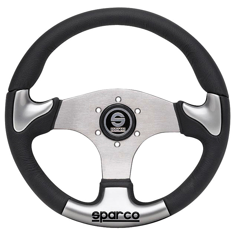 Sparco, Universal Lenkrad P222 - Schwarz PU/Grau/Aluminium - Durchmesser 345mm, PU-Rim, Grau, Schwarz