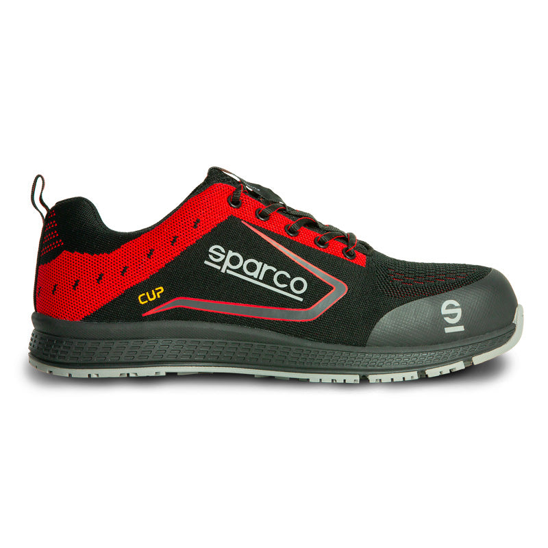 Sparco, Leichtgewicht Sicherheitsschuhe Cup S1P Albert Schwarz/Rot Größe 35, Gummi, Textil, Rot, Schwarz