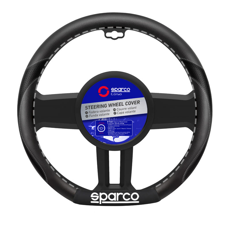 Sparco, Lenkradbezug SPC - D-Type 37,5cm - passend für Citroën/Peugeot/Renault/Toyota/Volkswagen, Polyester, Schwarz