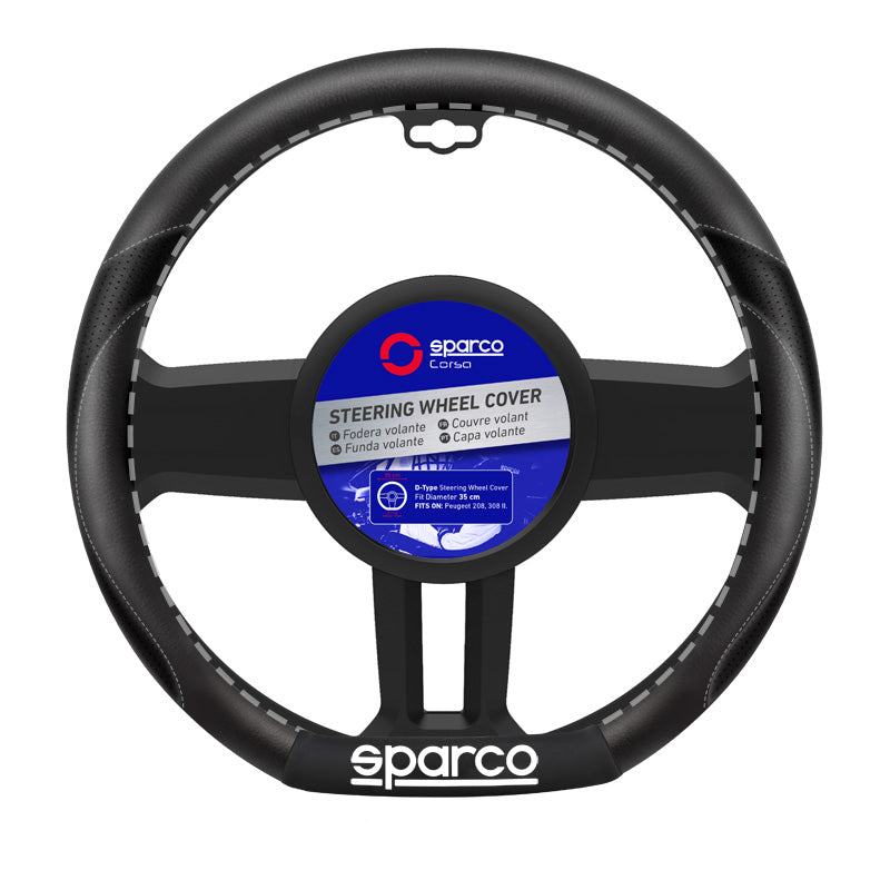 Sparco, Lenkradbezug SPC - D-Type 35cm - passend für Peugeot 208 & 308 II, Polyester, Schwarz