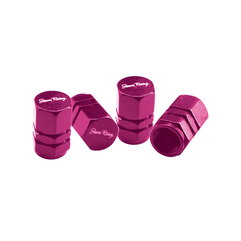 Simoni Racing, Ventilkappen Hexagonal - Rosa - 4 Stück, Aluminium