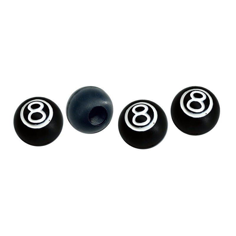 Simoni Racing, Ventilkappen 8-Ball - Schwarz/Weiß - 4 Stück, Kunststoff, Weiss, Schwarz