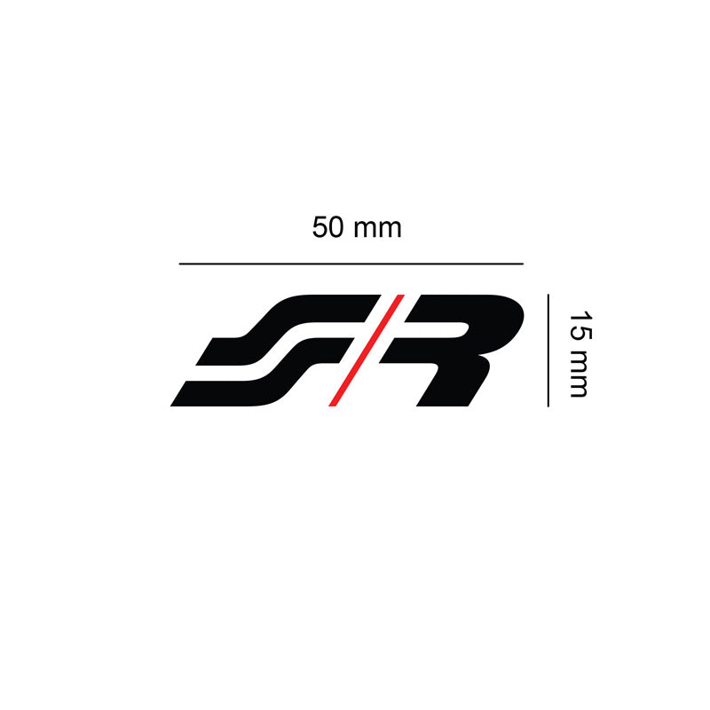 Simoni Racing, Aufkleber SR - 50x15mm, Rot, Schwarz