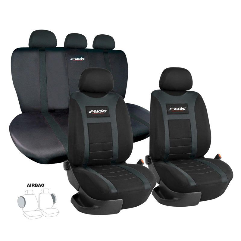 Simoni Racing, Satz Sitzbezüge Type H - Schwarz - 11-teilig Komplettset, Textil