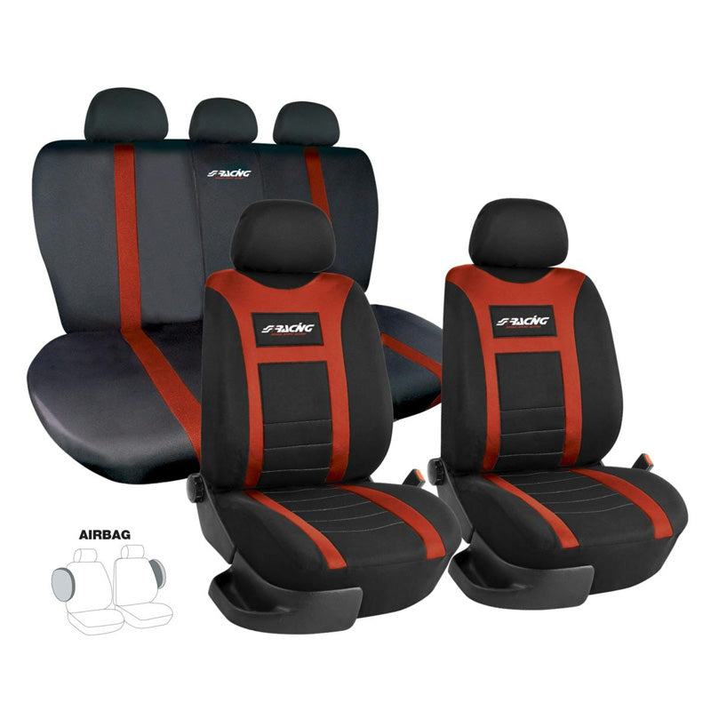 Simoni Racing, Satz Sitzbezüge Type H - Schwarz/Rot - 11-teilig Komplettset, Textil, Rot, Schwarz