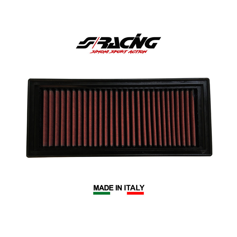 Simoni Racing, Luftfilter passend für Fiat Panda 1.1/1.2 (52,60 PS) 2003-2011 / Lancia Ypsilon 1.2 (60 PS) 2003-2007, Baumwolle, Rot