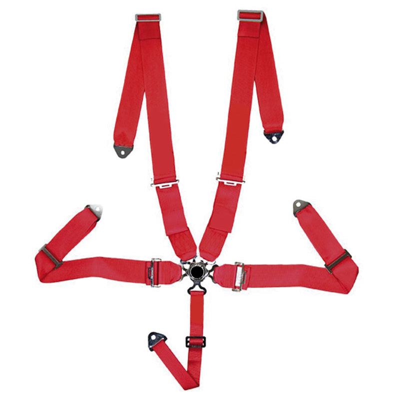 AutoStyle, Racing Sport-Gürtel 5-Punkt Rot + Quick Release + E-Prüfzeichen (3-inch), Nylon, Rot, Silber